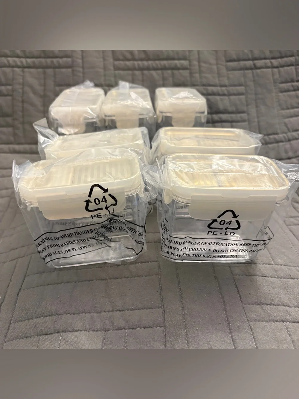 Lock N Lock Set Of 7 Spice Containers White Opal Lids 3 Large 4 Small New